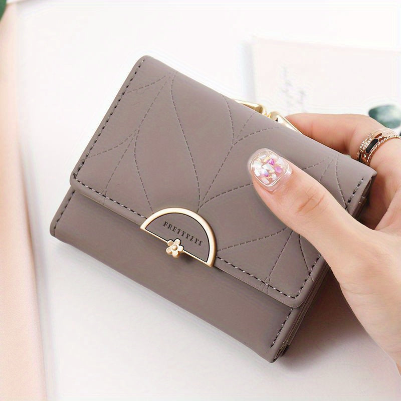 Mint Green Wallet Compact Trifold Mint Green Women's Wallet | Golden-Toned Clasp, Zippered Coin Purse, Floral Print, Multi-Function Card Holder