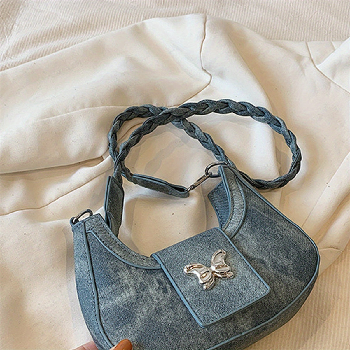 Butterfly Crescent Bags for Women Trendy Shoulder Purse Small Crossbody Bag for Office Travel Party