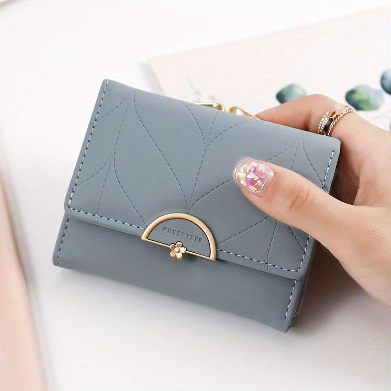 Mint Green Wallet Compact Trifold Mint Green Women's Wallet | Golden-Toned Clasp, Zippered Coin Purse, Floral Print, Multi-Function Card Holder