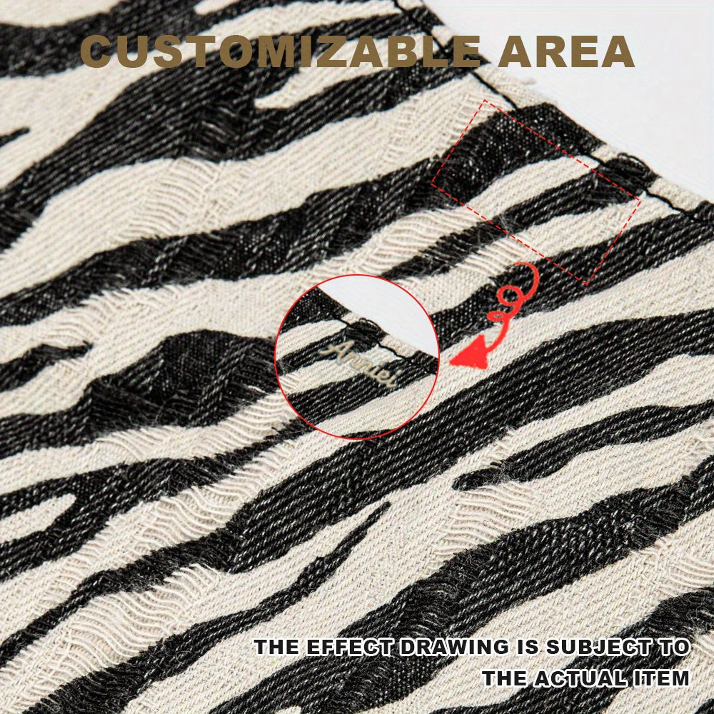 Customizable Retro Zebra Print Crescent Crossbody Bag - Durable Polyester Single Shoulder Tote with Kiss Lock Closure & Wrist Strap, Machine Washable - Perfect for Commuting, Birthdays, Mother's Day Gifts (Black), Best for Christmas