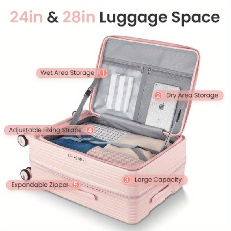 Luggage Sets 3 Pie202428, Expandable Carry On Luggage with TSA Lock Airline Approved, 100pcs Hard Shell and Lightweight Suitcase with Front Pocket and Spinner Wheels