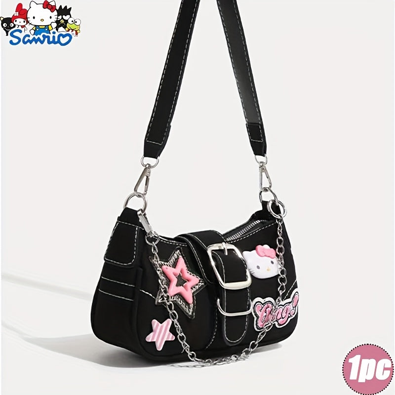 1pc Sanrio Hello Kitty Fashion Synthetic Synthetic Leather Crescent Underarm Bag - Lightweight and Compact, Cartoon Anime Pattern Printing Design, Belt Buckle Design, Anti-theft and Anti-theft, Perfect Birthday Gift, Wallet