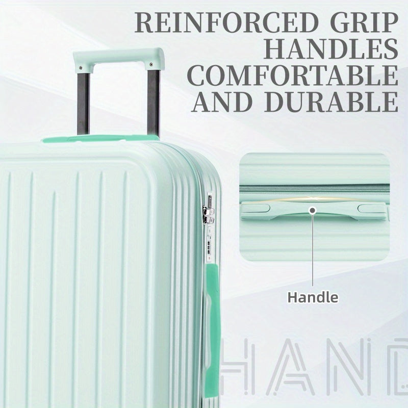 20 24 28 3pcs set in ABS Spinner Wheel Luggage Carry on Suitcase with Cup Holder USB Port Mint Green