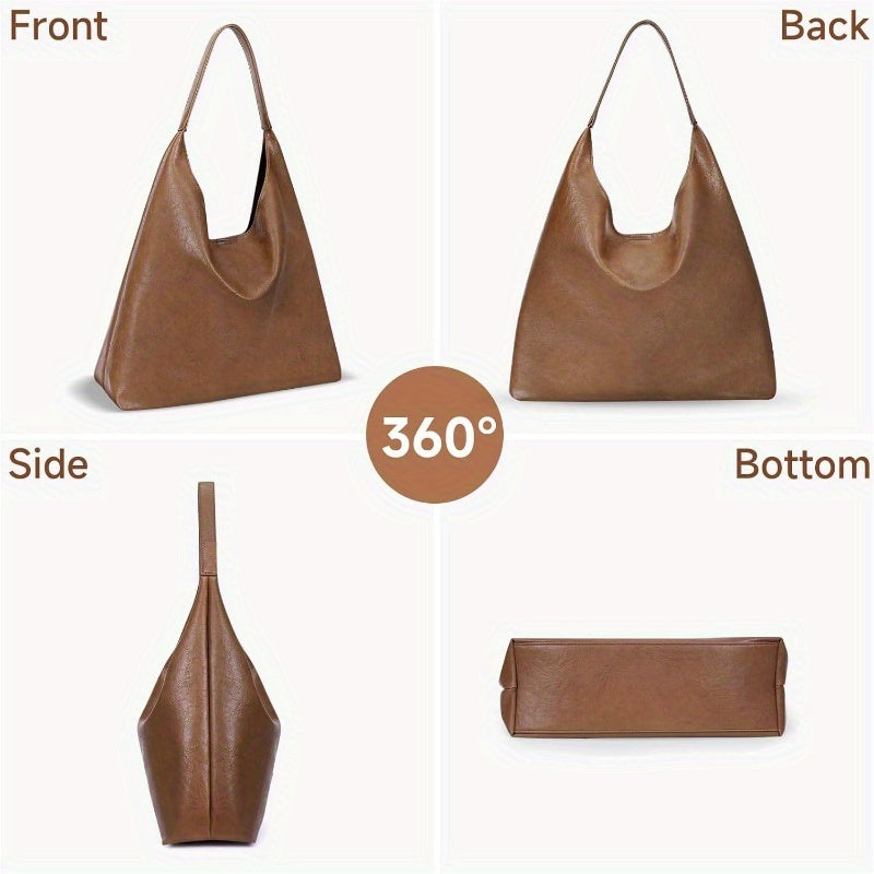 Tote Bag Hobo Handbags for Women Soft Vegan Faux Leather Shoulder Bags Slouchy Tote Purses for Work Shopping