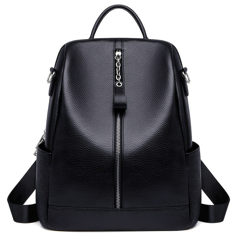 Juelzhen Genuine Leather Double Shoulder Bag Women's Trendy Fashionable Versatile Cowhide 2Genuine Leather Ladies Korean Version Soft Genuine Leather 2025 New Anti-theft Backpack Suitable for School Opening