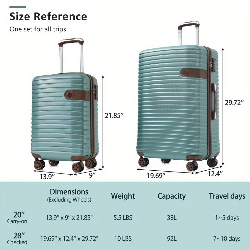 Hardshell Luggage Set with TSA Lock 360 Spinner Wheels Lightweight Durable Travel Suitcases for Women Men CarryOn CheckIn