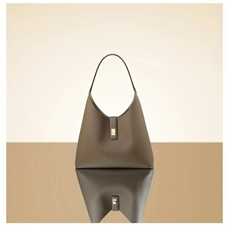 Sadi Black Leather Tote Bag with Buckle Closure - Durable, Versatile Shoulder & Crossbody Bag for Women, Everyday Tote Bag|Minimalist Design|Sturdy Handles