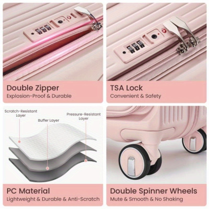 Luggage Sets 3 Pie202428, Expandable Carry On Luggage with TSA Lock Airline Approved, 100pcs Hard Shell and Lightweight Suitcase with Front Pocket and Spinner Wheels