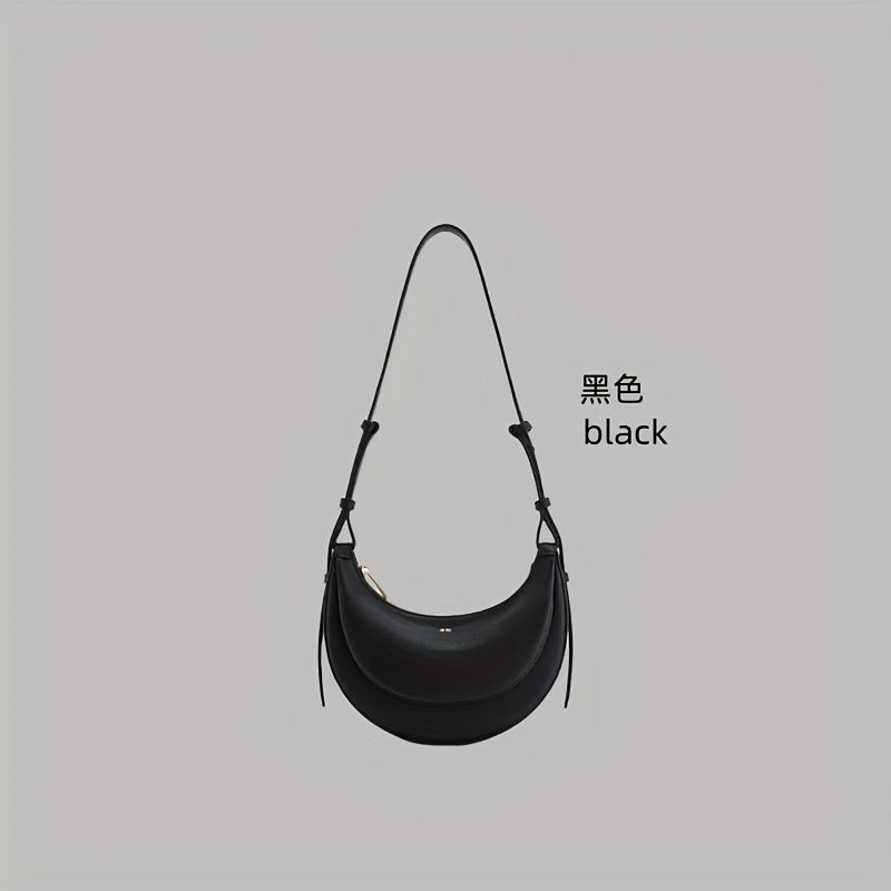 Women'S Crescent Moon Saddle Bag - Unique Design Shoulder Crossbody Purse with Zipper Closure, Polyester Lined, Edge Painted, Perfect for Daily Commute or Casual Wear (White), Small Crossbody Bag