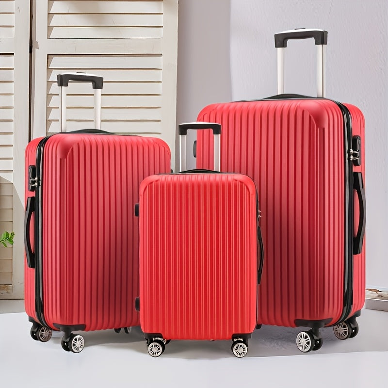 3pcs Set of Simple and Stylish 20-Inch, 24-Inch, 28-Inch Essential Travel Suitcases for Family