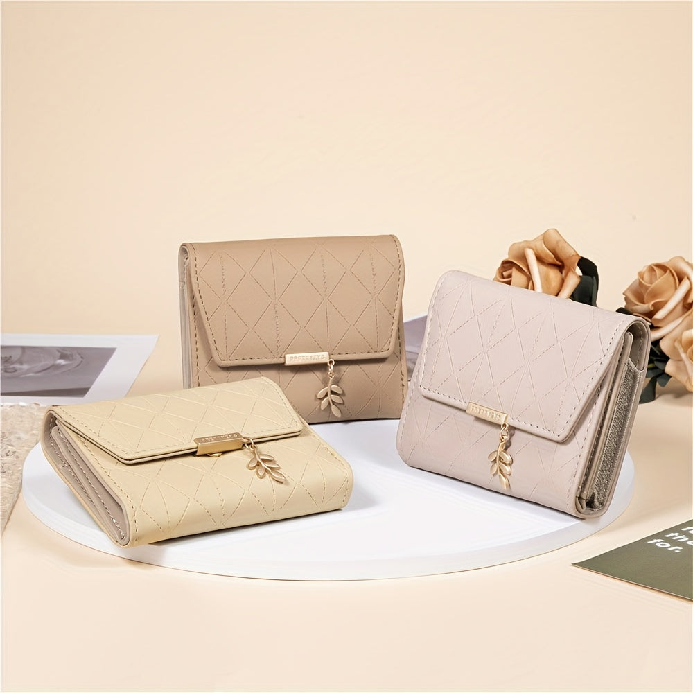 Compact Chic Argyle Trifold Wallet - Casual Snap-Closure with Coin Pocket, Durable Credit Card Holder