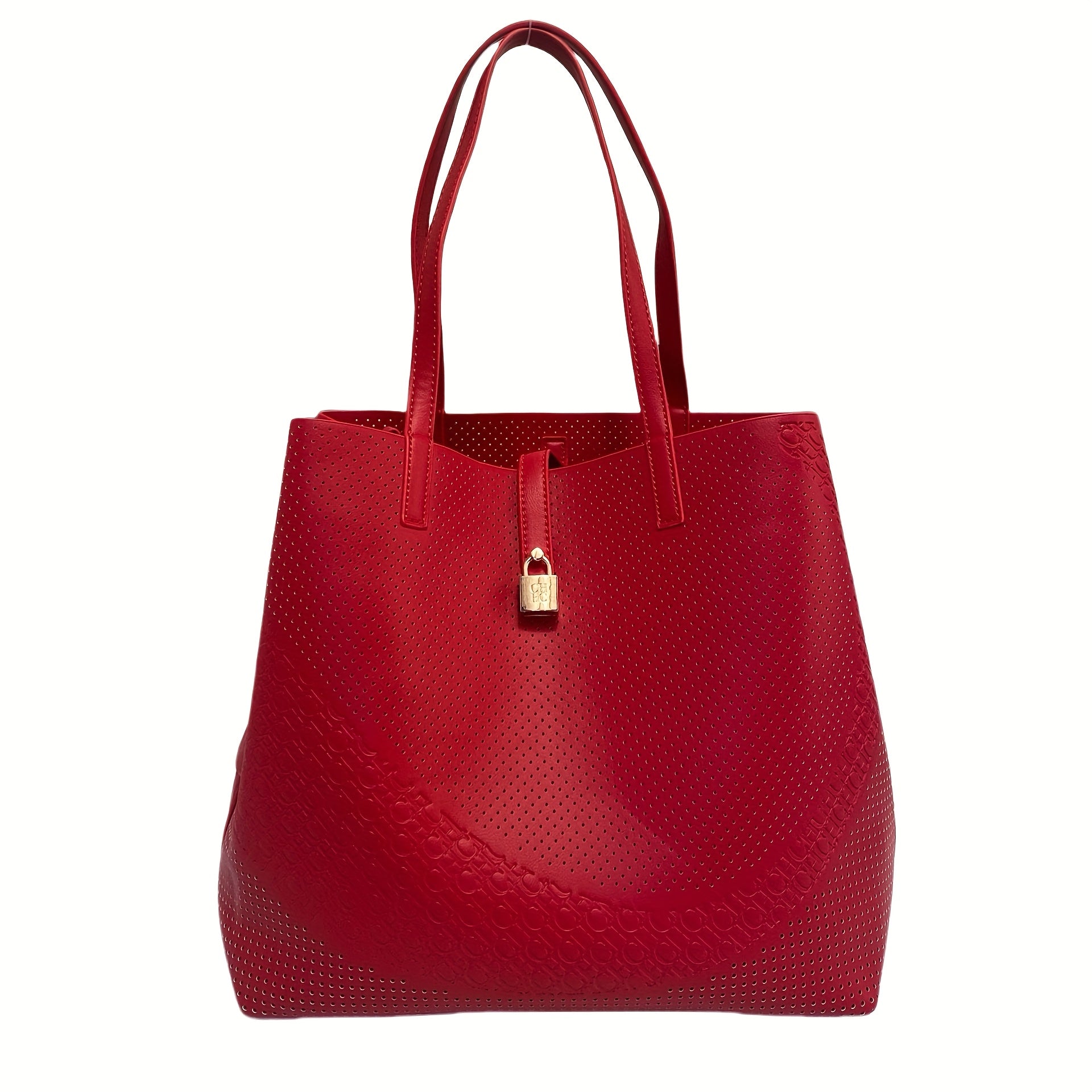 Women's Large Tote Bag - Retro Handbag with Magnetic Closure, Spacious Structured Design & PVC Lining, Beige & Golden-Tone Accents, Durable Versatile Shoulder Bag for Everyday Use