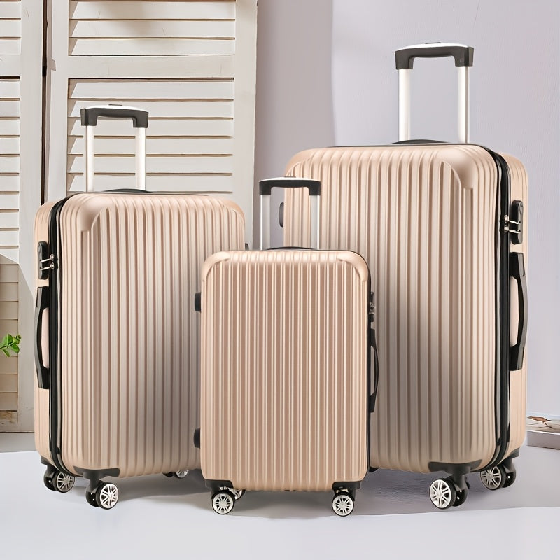 3pcs Set of Simple and Stylish 20-Inch, 24-Inch, 28-Inch Essential Travel Suitcases for Family