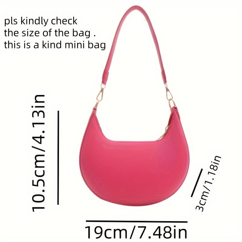 Stylish Retro Half-Moon Women'S Shoulder Bag, Zipper Closure, Fixed Strap, Cream\u002FWhite, Perfect for Daily Commute & Travel, Travel Accessory | Minimalist Design | Bag, Small Crossbody Bag