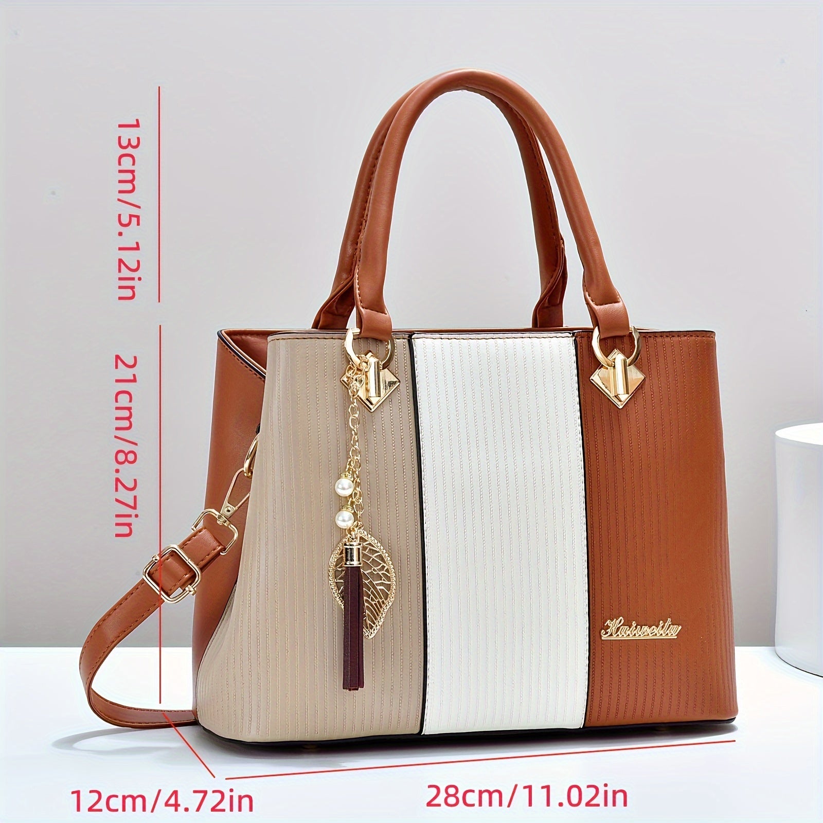 Elegant Tote Bag Large Elegant White Crocodile-Textured Tote Bag | Golden-Toned Accents, Fixed Shoulder Strap, Zip Closure, Polyester Lined | Ideal Gift for Mom, Family, or Friends