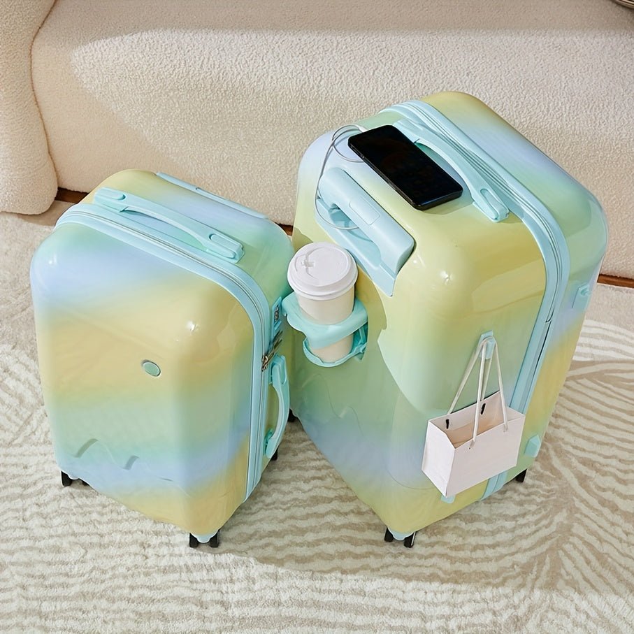 20-Inch ABS+PC Hardshell Spinner Carry-On Luggage with Iron\u002FAluminum Alloy Telescoping Handle, USB Port, Cup Holder, and Combination Lock for Business and Travel