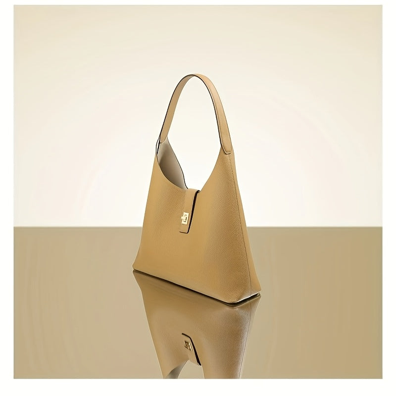 Sadi Black Leather Tote Bag with Buckle Closure - Durable, Versatile Shoulder & Crossbody Bag for Women, Everyday Tote Bag|Minimalist Design|Sturdy Handles