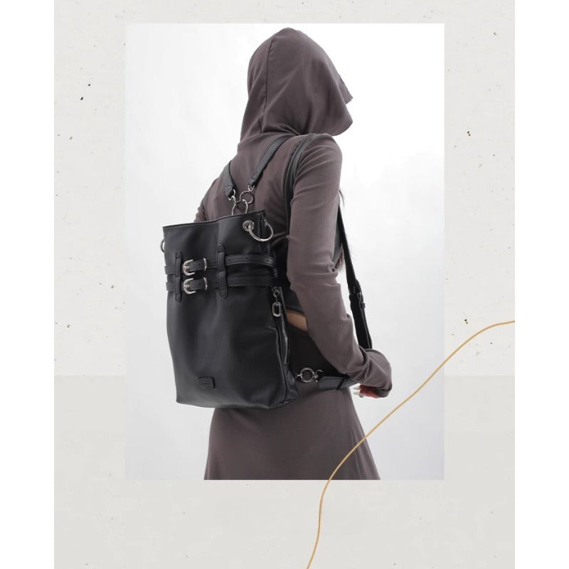 KoniKoni Genuine Leather Women'S Backpack - Lightweight Large Capacity Travel & Commuter Bag with Adjustable Shoulder Straps, Multiple Compartments, and Zipper Closure, Black, Backpack for Travel, Structured Design, Durable Zipper Compartments