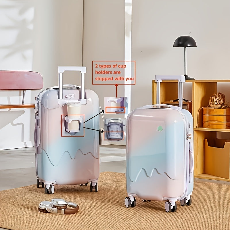 20-Inch ABS+PC Hardshell Spinner Carry-On Luggage with Iron\u002FAluminum Alloy Telescoping Handle, USB Port, Cup Holder, and Combination Lock for Business and Travel