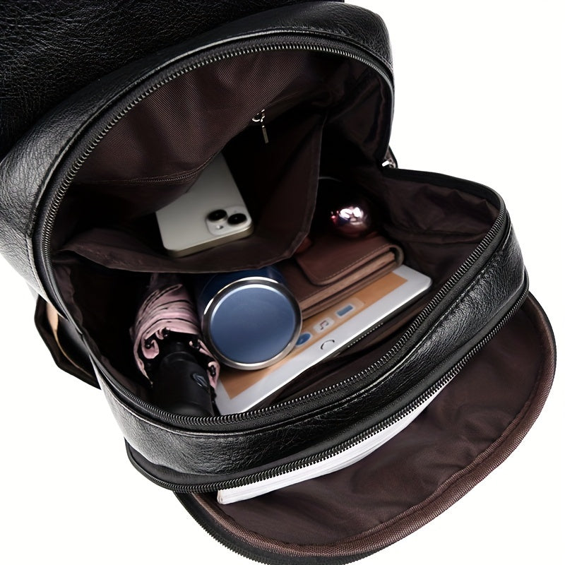 Summer Backpack Brown DENGLIDAISHU Women's Summer Casual Backpack | Large Capacity Adjustable Strap, Synthetic Faux Leather with Zipper Closure, Polyester Lining, Perfect for Travel & Everyday Use