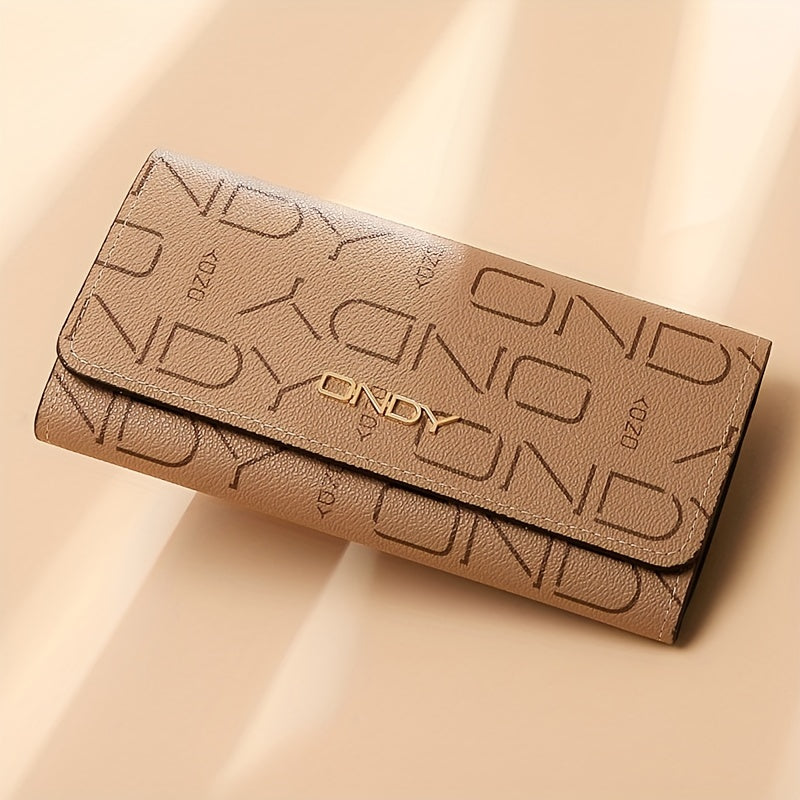 ONDY Original Fashion Women'S Long Wallet, Classic Coffee Can Hold Mobile Phone Large Capacity Portable Handheld Coin Wallet, Suitable for Four Seasons Flip-Top Small Bag for Office Workers