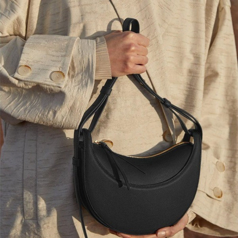 Unisex -2025 Niche Design Shoulder Crossbody Bag Women'S Crocodile Pattern Crescent Moon Bag Genuine Leather Underarm Bag Saddle Bag