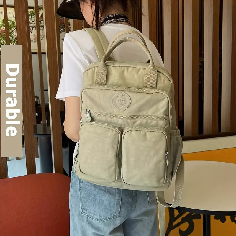 Durable Backpack Durable Double-Backpack for Women | BO Upgrade Fabric & Color, Lightweight Casual College Style, Soft Handle Solid Color Travel Backpack, Personality Color Large Capacity Bag