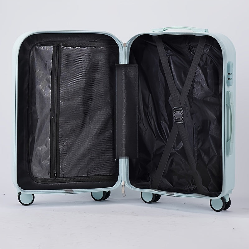 1pc 18-inch Mini Women's Luggage, Yellow Carry-on Suitcase with Cup Holder and USB Port, Lightweight Travel Bag for Short Trips and Business Travel, PC+ABS Material, Zip Closure, Rotating Wheels, Polyester Lining, Ergonomic Handle, No Power, Password Lock