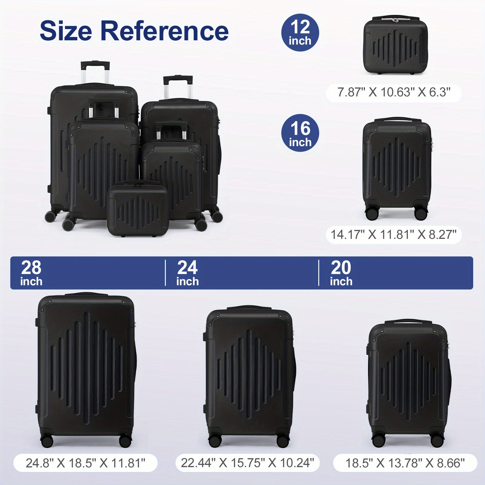 2pcs 20"+12" Hardside Luggage Set - Carry-On & Checked Suitcases w/ Spinner Wheels & TSA Lock | Lightweight Travel Luggage