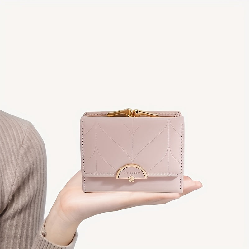 Mint Green Wallet Compact Trifold Mint Green Women's Wallet | Golden-Toned Clasp, Zippered Coin Purse, Floral Print, Multi-Function Card Holder