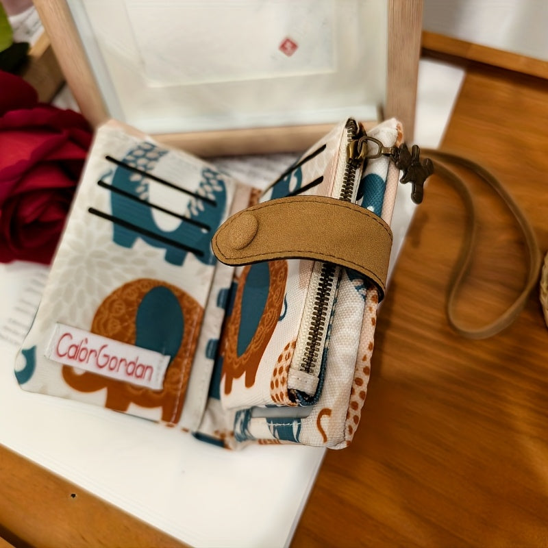 Casual Wristlet Wallet - Polyester, Snap Closure, Multiple Card Slots, Zip Pocket, Coin Pocket for Daily Use