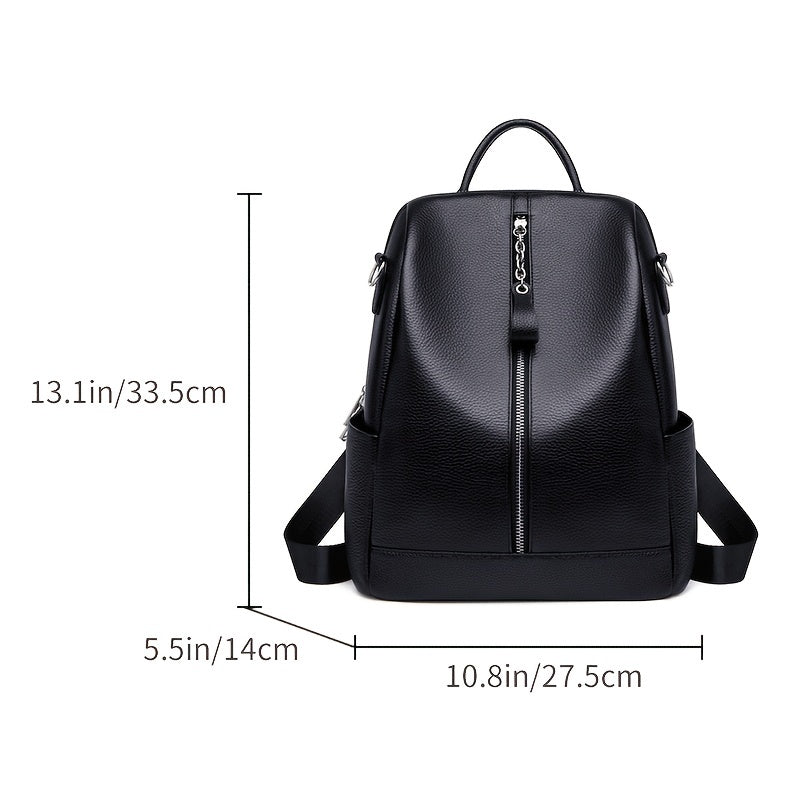 Juelzhen Genuine Leather Double Shoulder Bag Women's Trendy Fashionable Versatile Cowhide 2Genuine Leather Ladies Korean Version Soft Genuine Leather 2025 New Anti-theft Backpack Suitable for School Opening