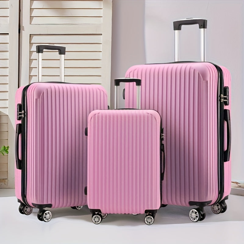 3pcs Set of Simple and Stylish 20-Inch, 24-Inch, 28-Inch Essential Travel Suitcases for Family