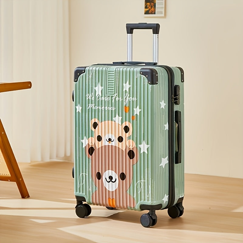 Fashion Graffiti 24-Inch Large Capacity Luggage with Spinner Wheels, TSA Lock, and Retractable Iron Handle - Durable PC+ABS Hard Shell, Zipper Closure, Black\u002FWhite