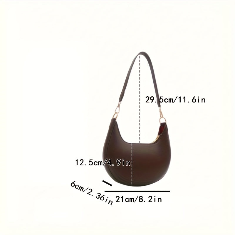 1pc Luxury Crossbody Bag Luxury Women's 1pc Crescent Crossbody Bag | Detachable Adjustable Strap, Magnetic Closure, Golden-Tone Hardware | Coffee Brown\u002FWhite\u002FRed\u002FBlack, Polyester Lined Interior