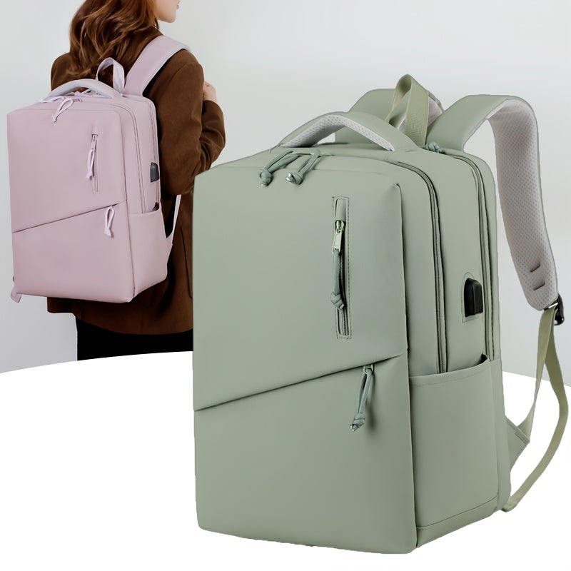 Fashionable Women'S Casual Backpack, Large Capacity Laptop Backpack, Simple Solid Color Backpack, Suitable for Commuting, School, Travel, Etc