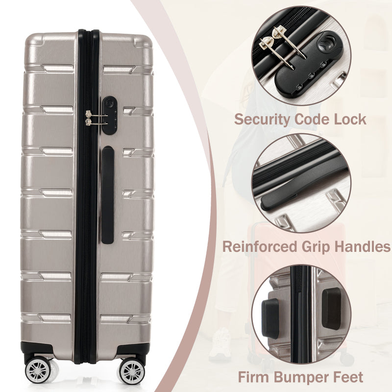 Hardshell Luggage Set 3pcs Durable ABS+PC Travel Suitcase with Spinner Wheels for Men Women 20\u002F24\u002F28 Inch