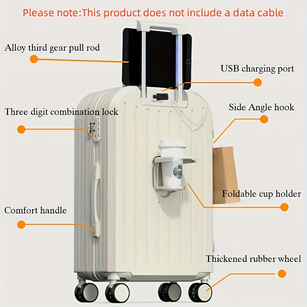 1pc\u002F2pcs Minimalist Solid Color Luggage Case Set, Hard Shell Zipper Trolley Case with Wheels And Square Small Makeup Handbag for Travel\u002FWork\u002FStudy Use
