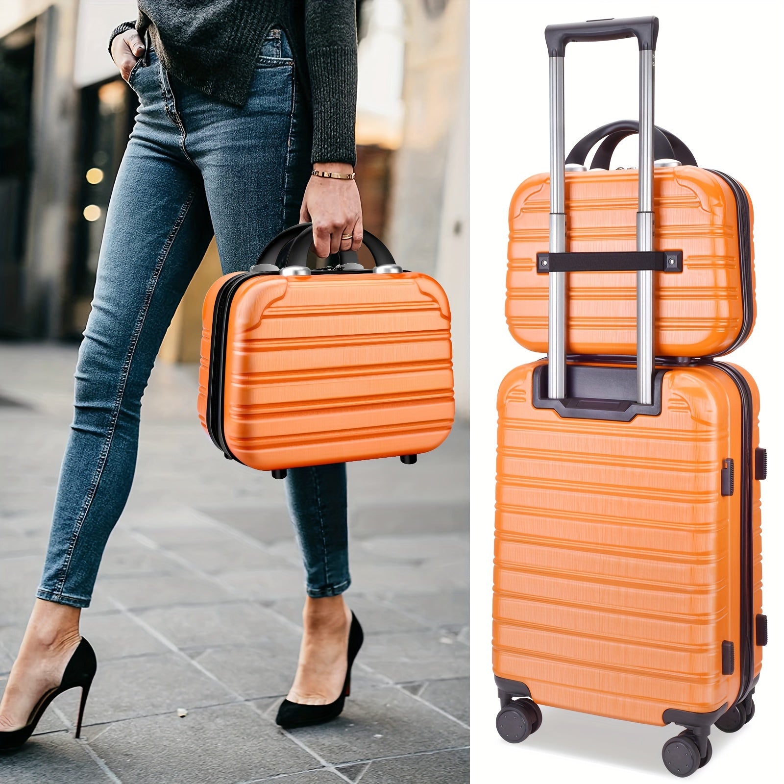TSA Lock 2pcs Sports Style Luggage Set - 20in Hard Shell Suitcase with TSA Lock, ABS+PC Material, Iron Pull Handle - Luggage for Travel
