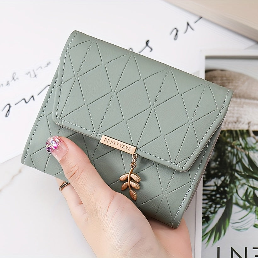 Compact Chic Argyle Trifold Wallet - Casual Snap-Closure with Coin Pocket, Durable Credit Card Holder