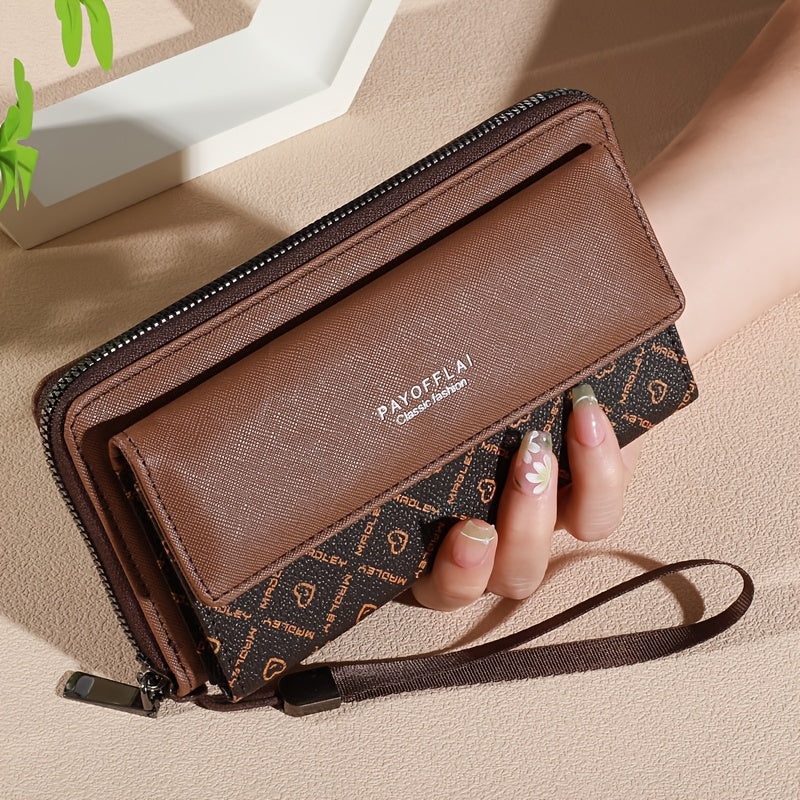 Double-Layer Classic PU Women's Wallet | Long | PU | Double-Layer Design, Zipper Closure, Zip Pocket, Photo Separation Layer | Women | Continental | Color-Block
