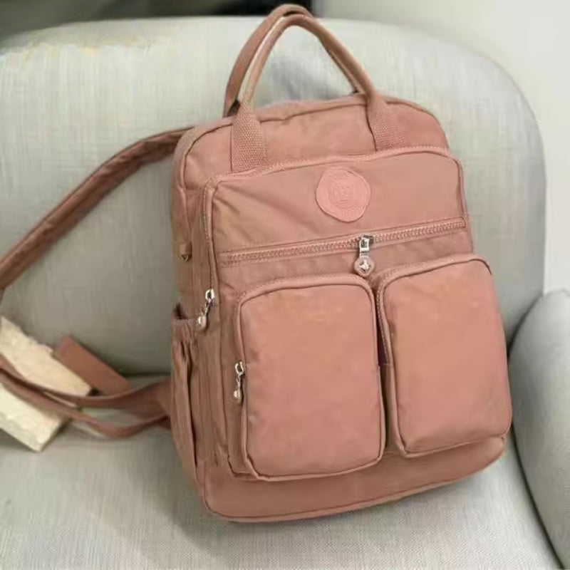Durable Backpack Durable Double-Backpack for Women | BO Upgrade Fabric & Color, Lightweight Casual College Style, Soft Handle Solid Color Travel Backpack, Personality Color Large Capacity Bag