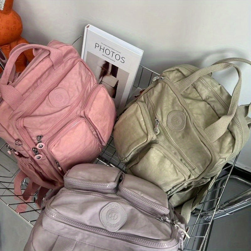 Durable Backpack Durable Double-Backpack for Women | BO Upgrade Fabric & Color, Lightweight Casual College Style, Soft Handle Solid Color Travel Backpack, Personality Color Large Capacity Bag