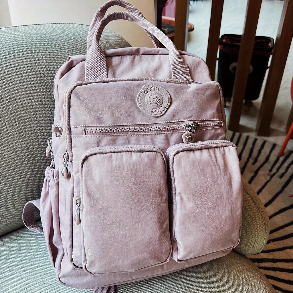 Durable Backpack Durable Double-Backpack for Women | BO Upgrade Fabric & Color, Lightweight Casual College Style, Soft Handle Solid Color Travel Backpack, Personality Color Large Capacity Bag