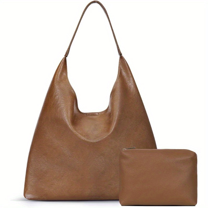 Tote Bag Hobo Handbags for Women Soft Vegan Faux Leather Shoulder Bags Slouchy Tote Purses for Work Shopping