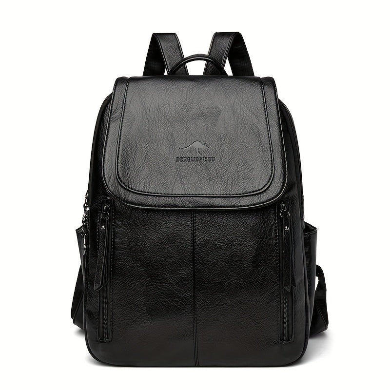 Summer Backpack Brown DENGLIDAISHU Women's Summer Casual Backpack | Large Capacity Adjustable Strap, Synthetic Faux Leather with Zipper Closure, Polyester Lining, Perfect for Travel & Everyday Use