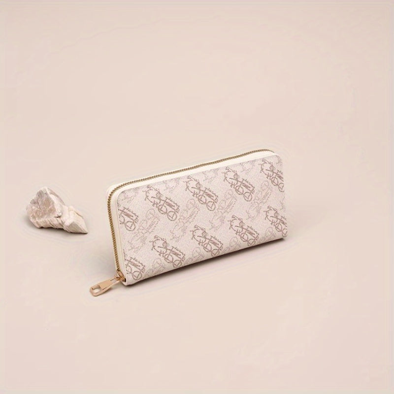 Elegant Women'S Wallet - Long, Multi-Card Slots, Zipper Closure, Minimalist Design with Golden-Tone Hardware, Perfect for Everyday Use or Special Occasions, Everyday Wallet | Minimalist Wallet | Textured Finish