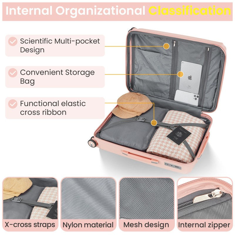 Luggage 4pcs Sets 14 20 24 28 Hard Shell Lightweight TSA Lock Carry on Expandable Suitcase with Spinner Wheels Travel Set for Men Women