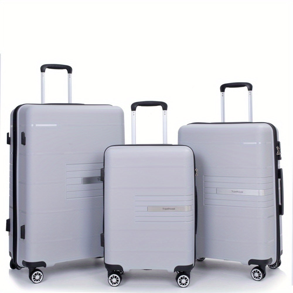 PP Luggage Set 3pcs Set Hardshell Suitcase Double Spinner Wheels PP Luggage Sets Lightweight Durable Suitcase with TSA Lock (20\u002F 24\u002F 28)