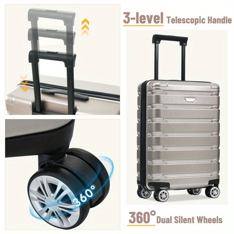 Hardshell Luggage Set 3pcs Durable ABS+PC Travel Suitcase with Spinner Wheels for Men Women 20\u002F24\u002F28 Inch